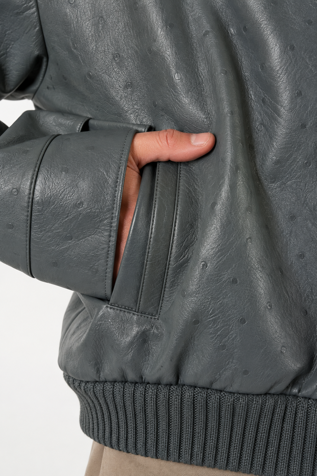 OSTRICH LEATHER BOMBER