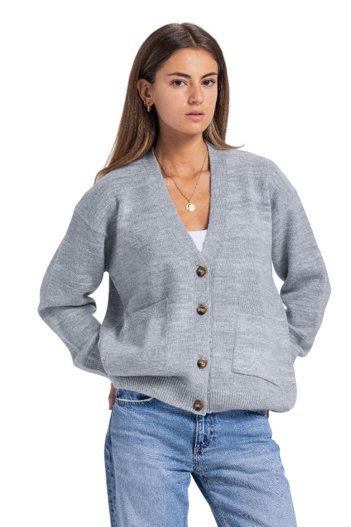 Gray knit cardigan