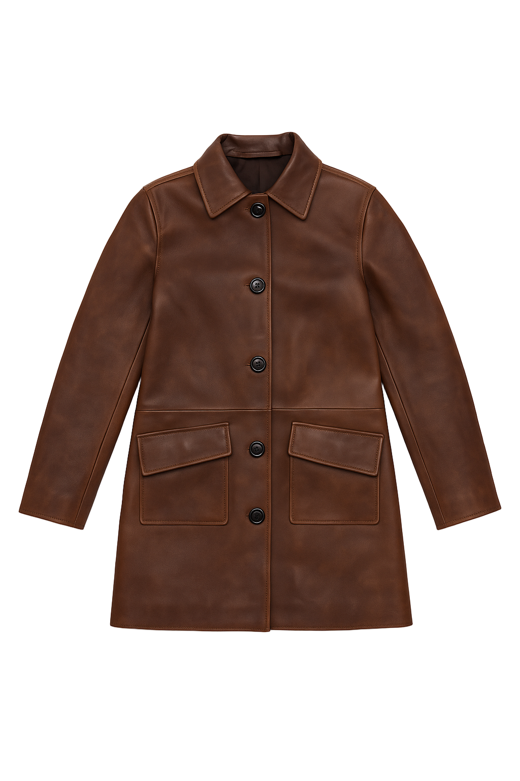 Long nappa leather coat