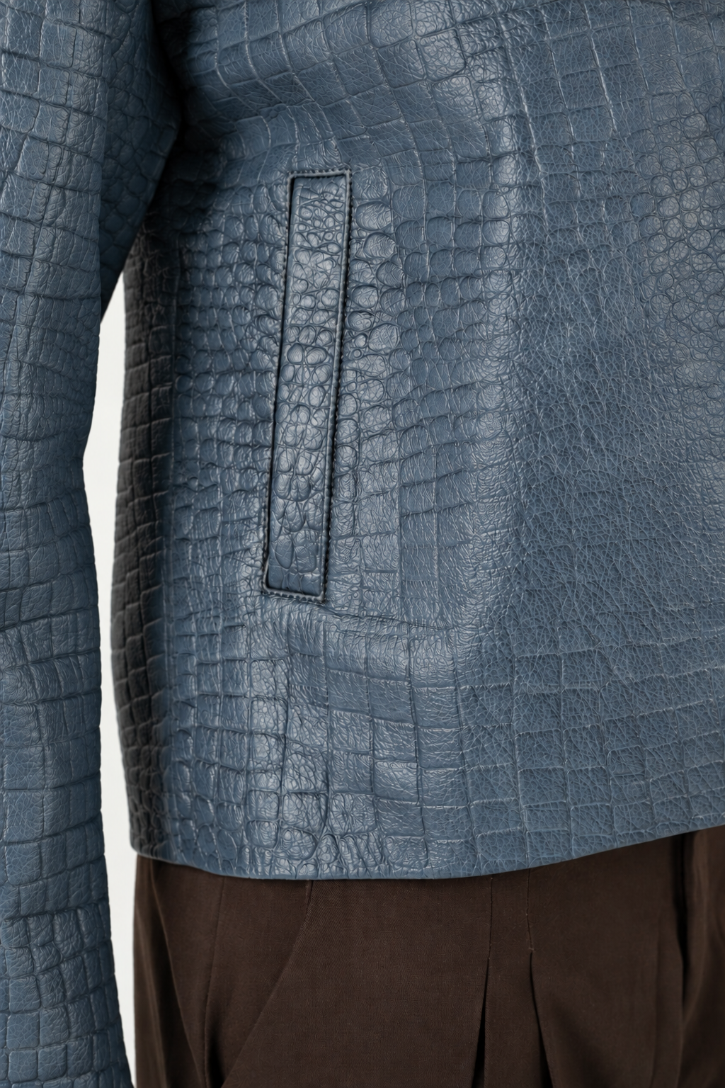 CROCODILE EMBOSSED LEATHER JACKET