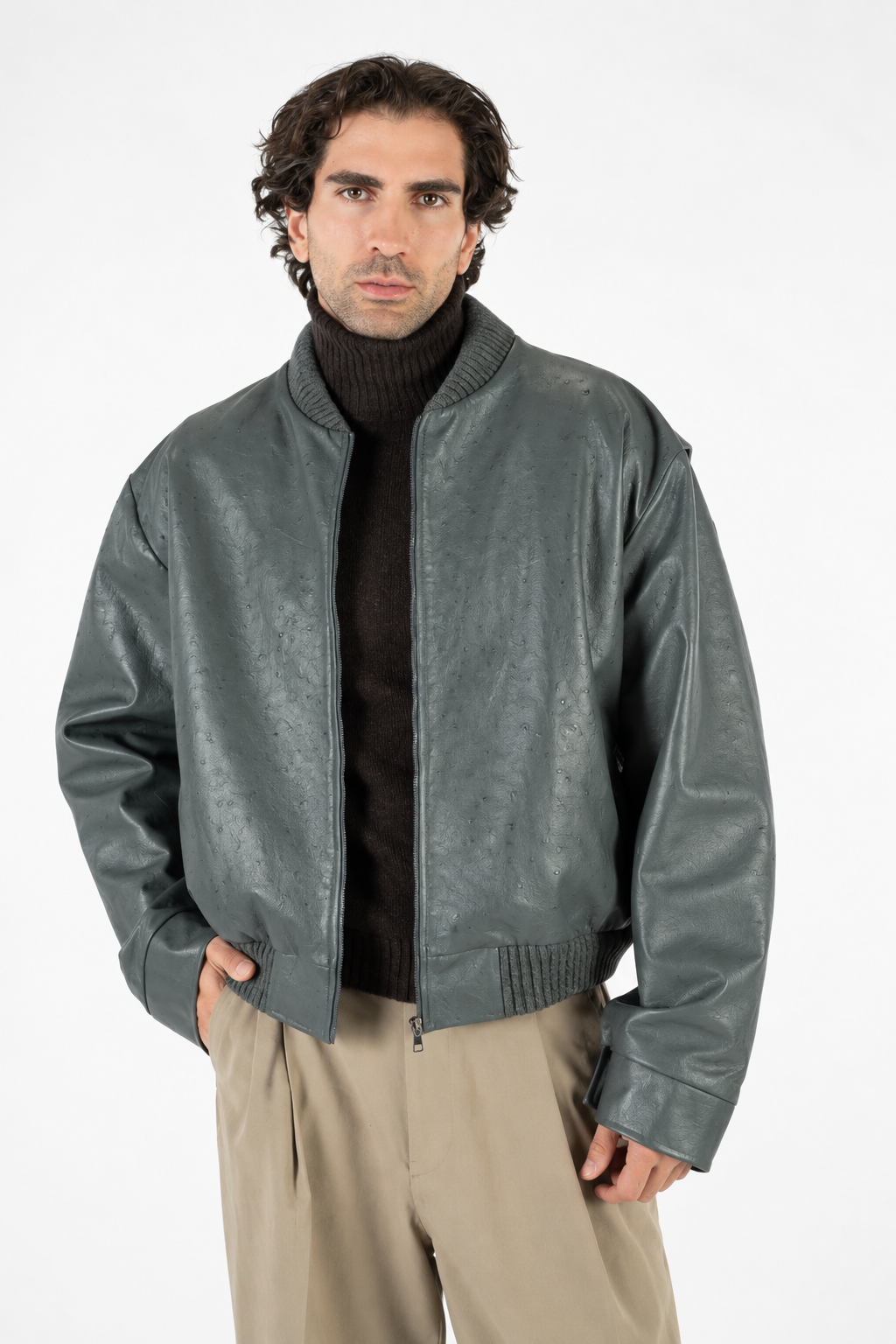 OSTRICH LEATHER BOMBER