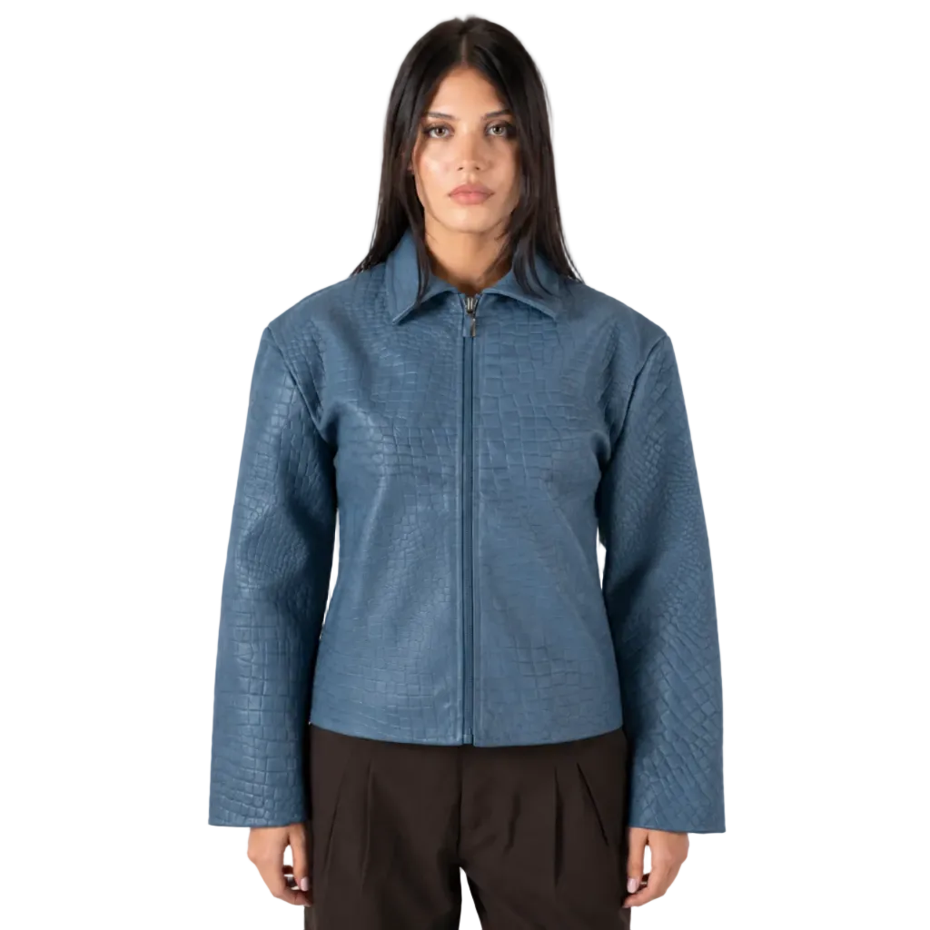 CROCODILE EMBOSSED LEATHER JACKET