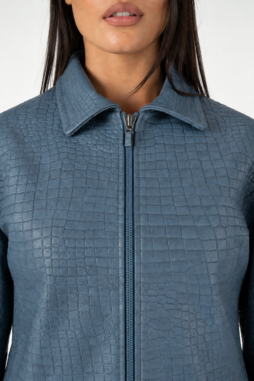 CROCODILE EMBOSSED LEATHER JACKET