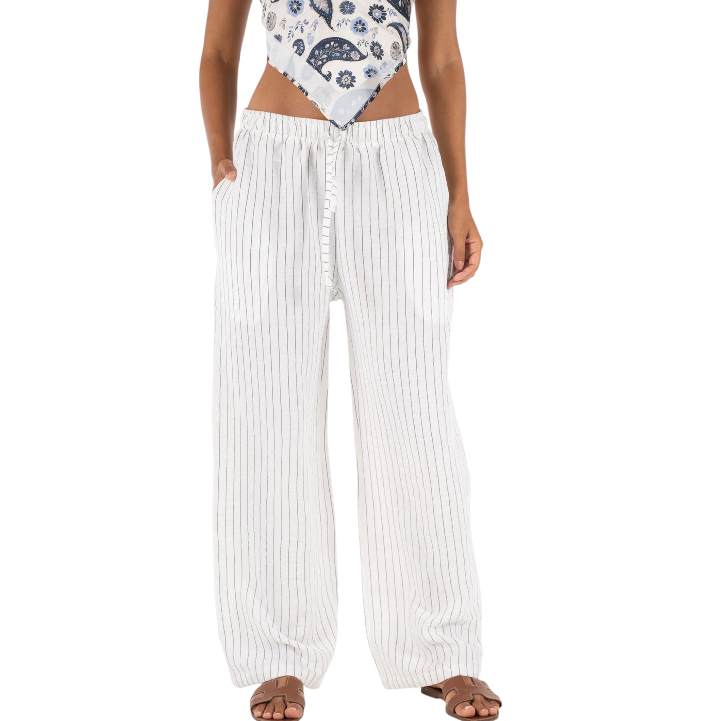 Striped linen pants