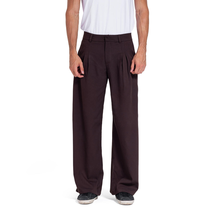 Pinstriped pleated trousers
